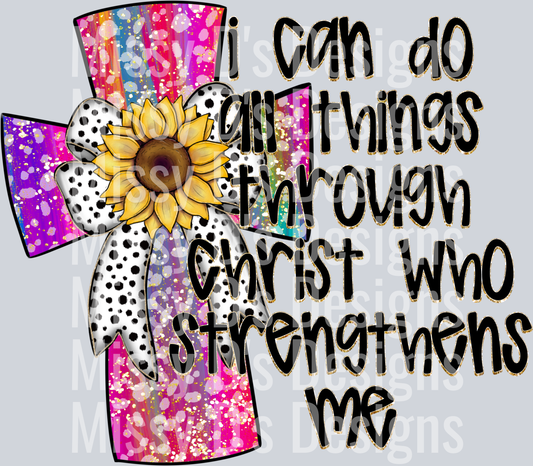 i can do all things through christ who strengthens me sunflower cross