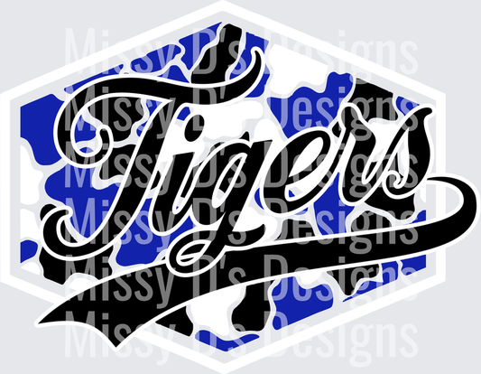 Camo Hexagon Wills Point Tigers white outline