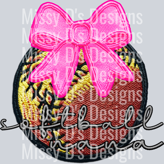 SOFTBALL NANA COQUETTE EMBROIDERED PATCH