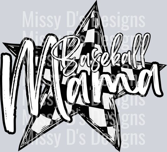 BASEBALL MAMA STAR WHITE