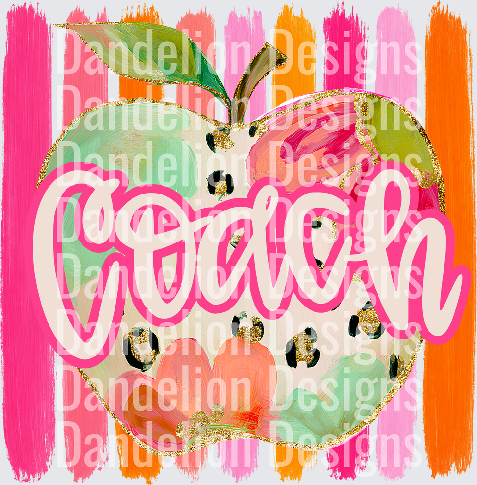 Colorful Floral Leopard Apple Coach Pink Stripe Design