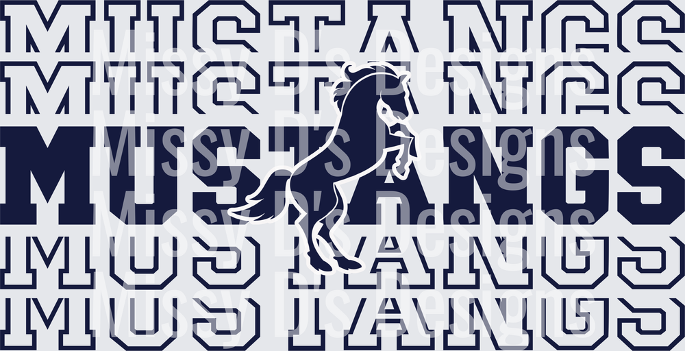 Stacked Mascot Criswell Mustangs blue
