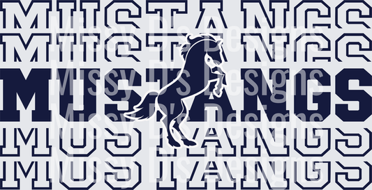 Stacked Mascot Criswell Mustangs blue