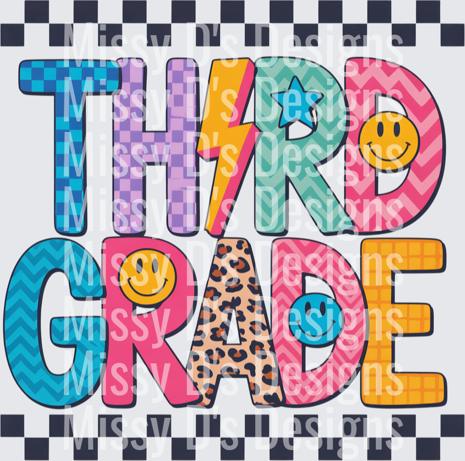 checkered colorful third grade