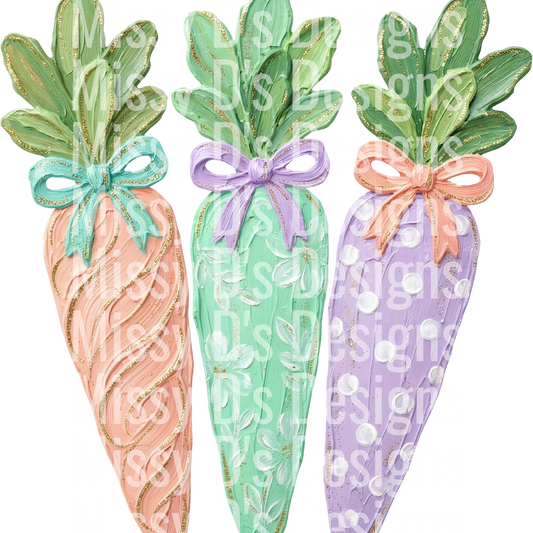 Hand Painted Carrots Easter Png