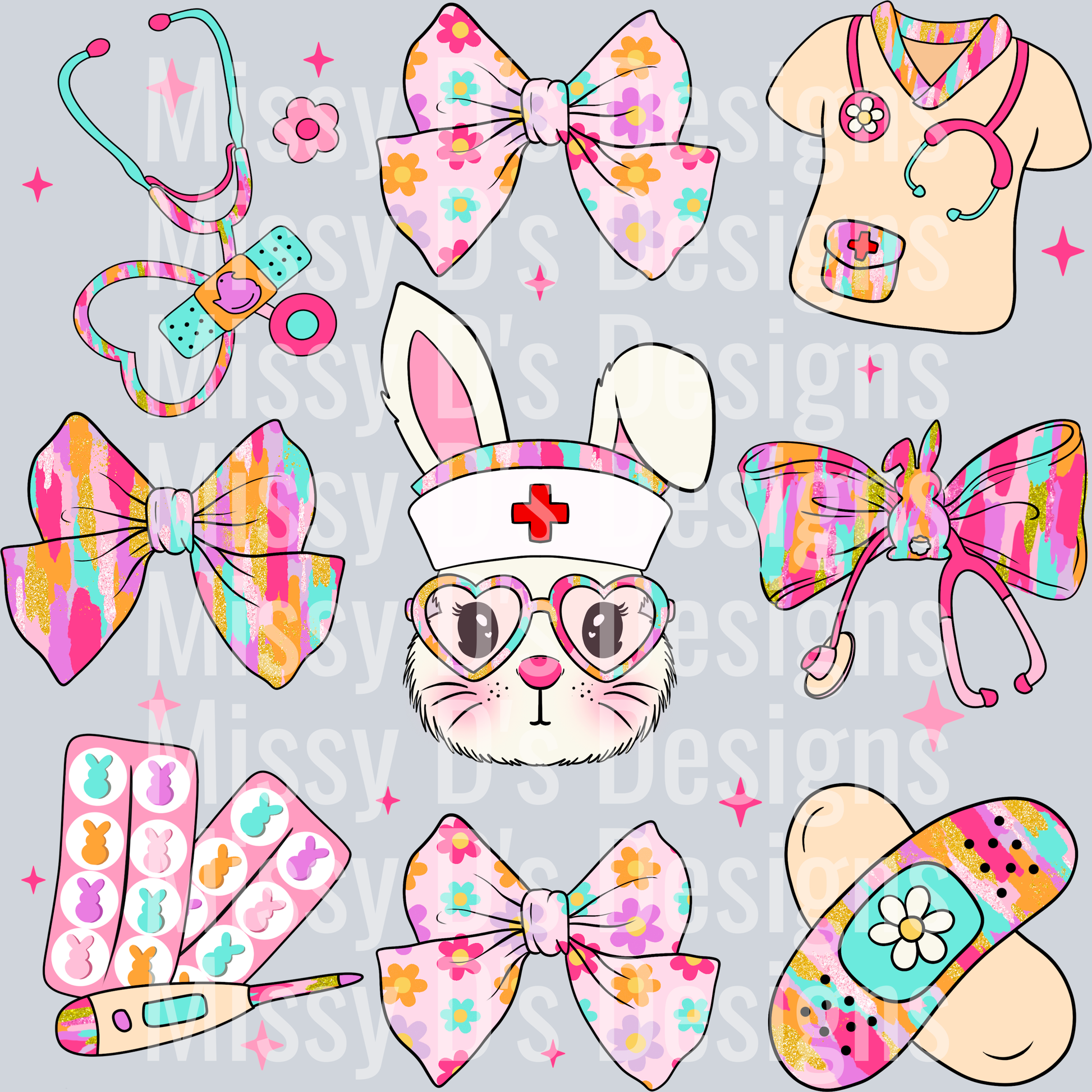 Nurse easter doodles sublimation