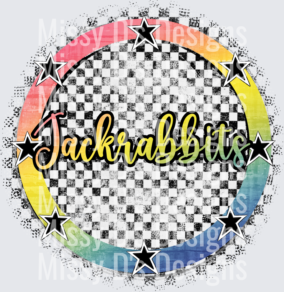 Rainbow checkered black jackrabbits