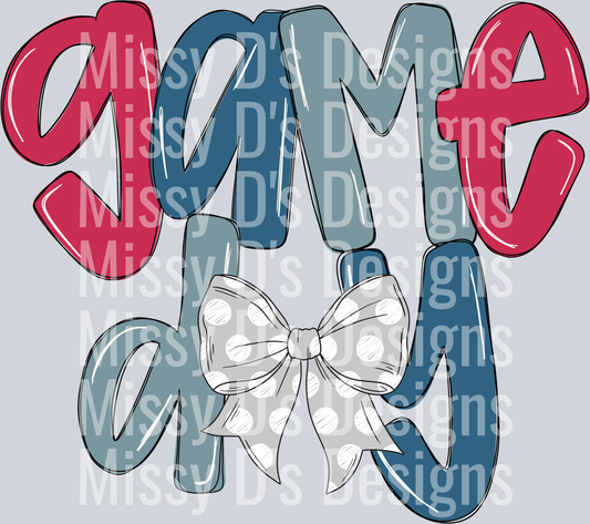 RED BLUE GAME DAY BOW