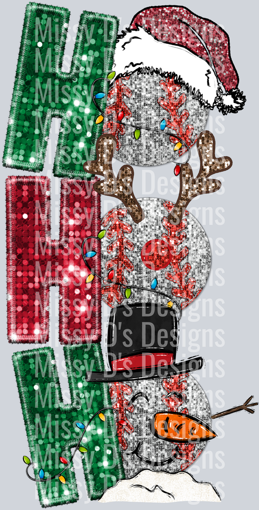 HO HO HO Glitter Baseball