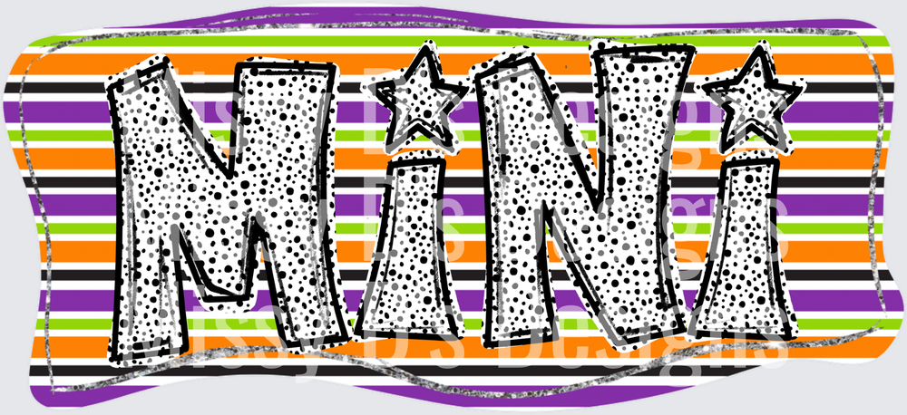 Halloween Mini Polka Dot Doodle Letters Orange Purple Green Stripes