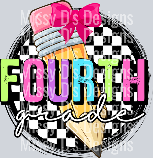 CheckeredPencilCircleBowFourthGrade