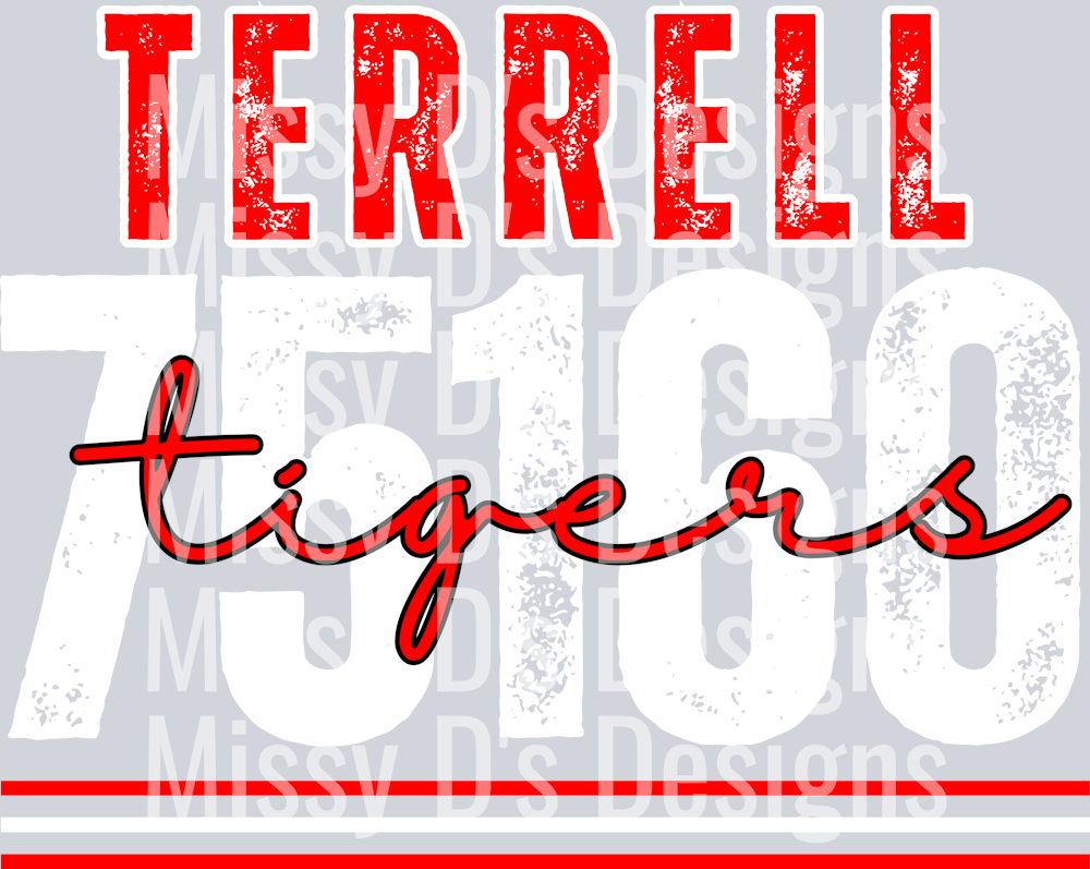 terrell tigers white  outline