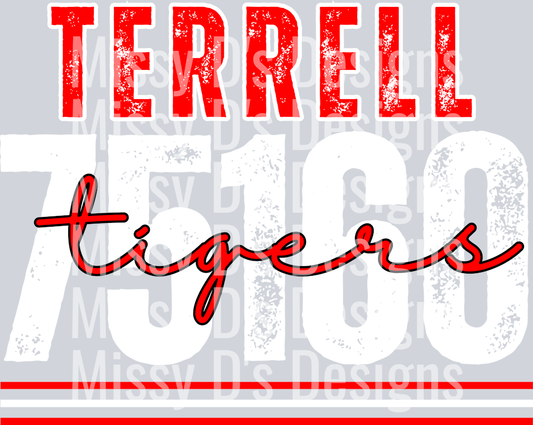 terrell tigers white  outline