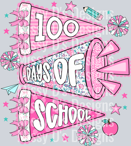 100 days of school pink pennants