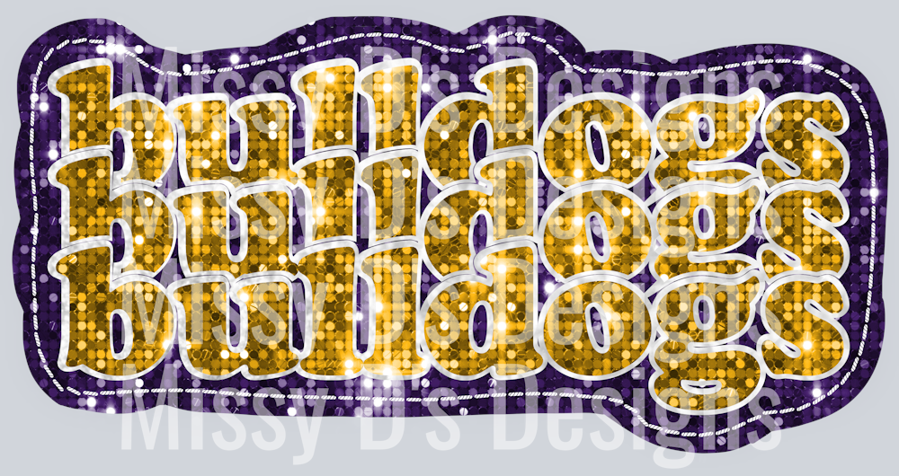 Bulldogs stacked purple gold