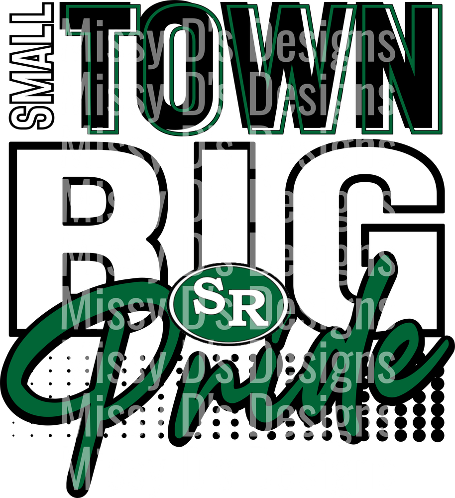Small Town Big Pride Green Typography Design