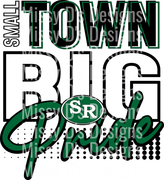 Small Town Big Pride Green Typography Design