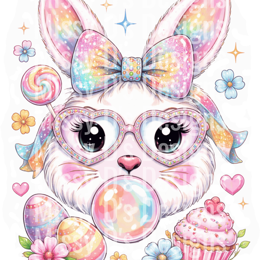 Glitter Easter Bunny Coquette PNG, Happy Easter png PNG