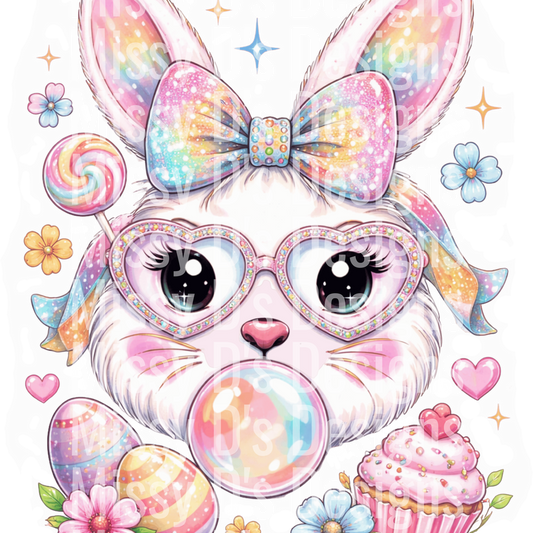 Glitter Easter Bunny Coquette PNG, Happy Easter png PNG