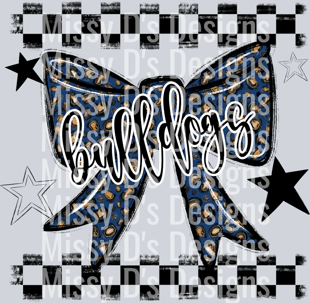 Splatter color bow bulldogs navy