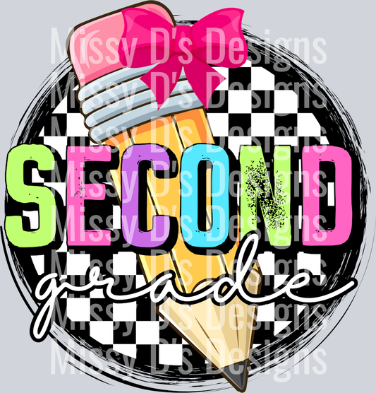 CheckeredPencilCircleBowSecondGrade