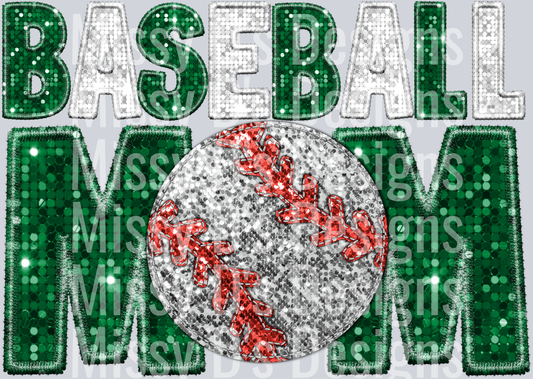 baseball mom green and white