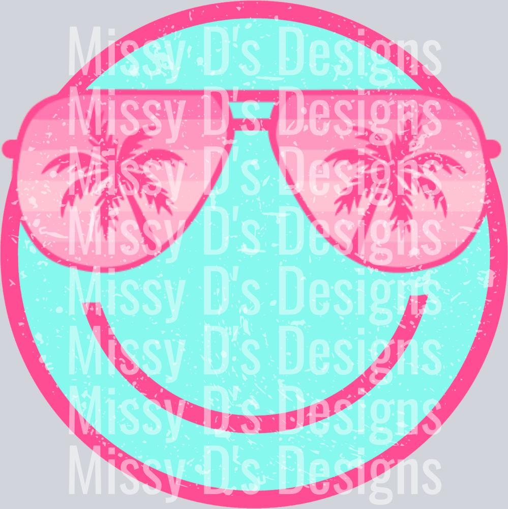 pink teal sunglasses smiley
