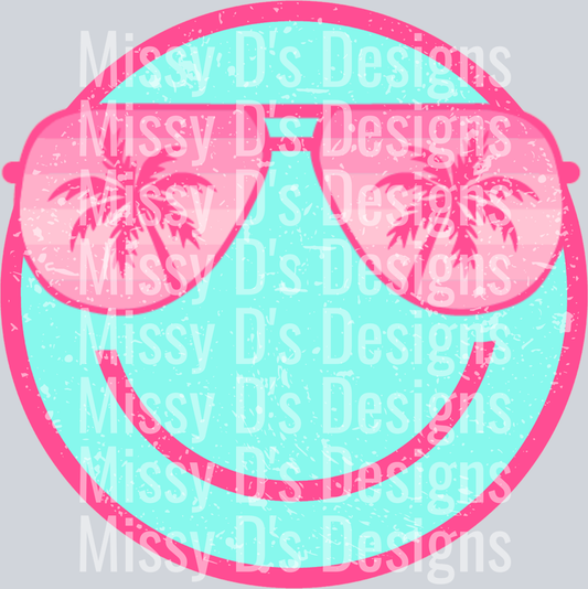 pink teal sunglasses smiley