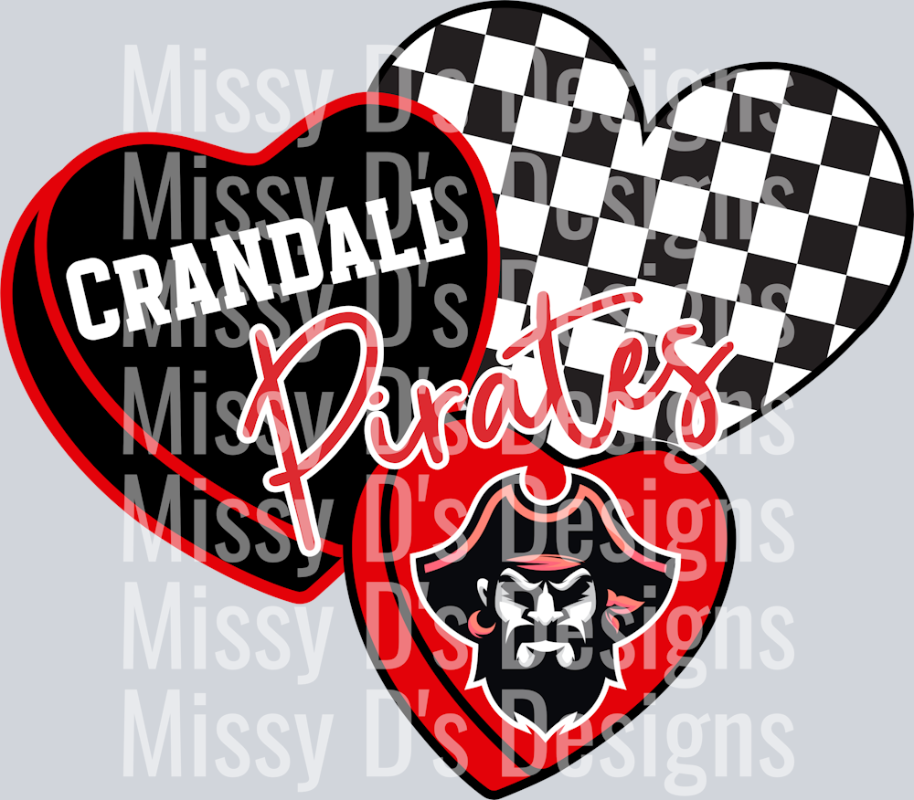 Checkered Conversation Hearts Red Crandall Pirates