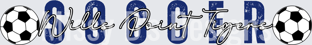 Wills Point Tigers Soccer Distressed Bold Lettering with Balls