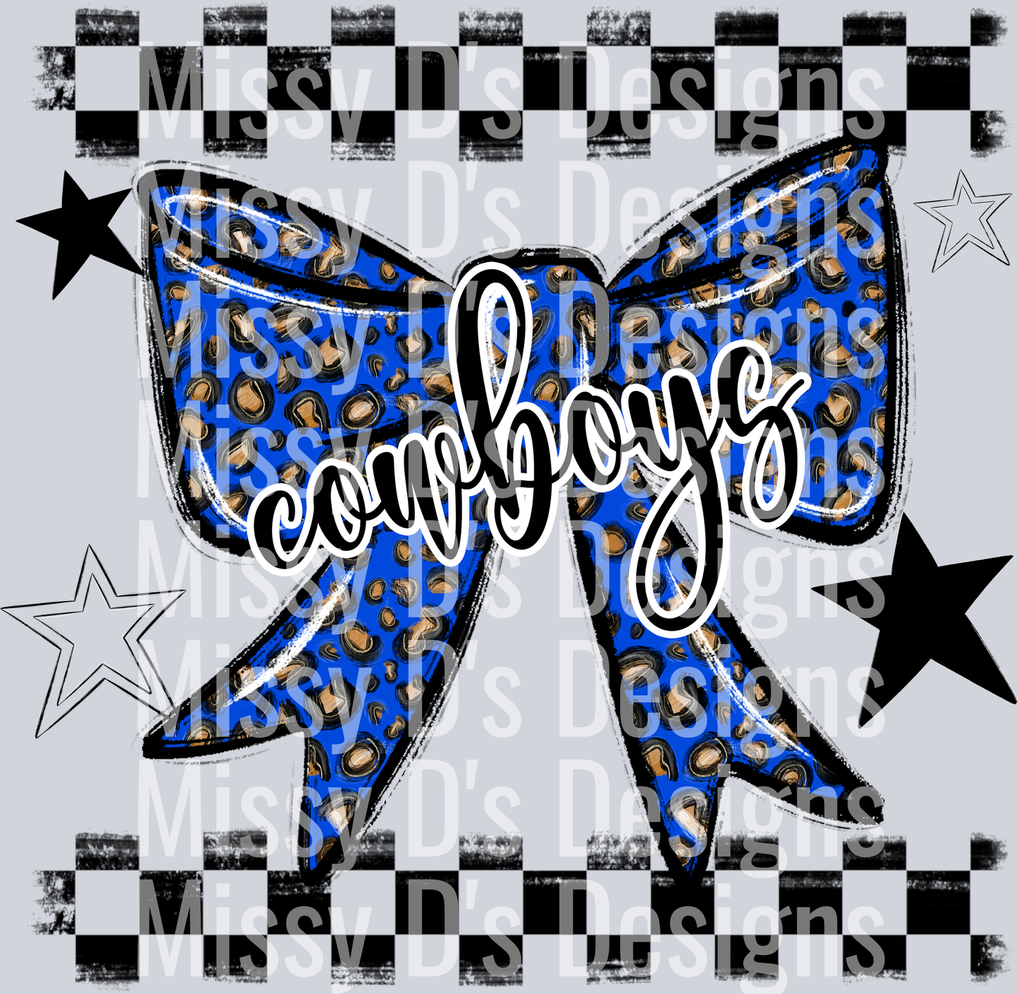 Splatter color bow cowboys blue
