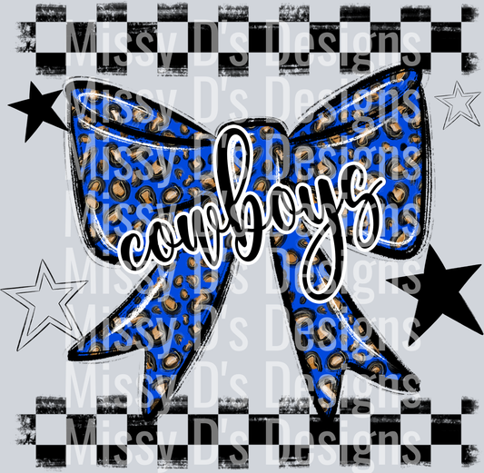 Splatter color bow cowboys blue
