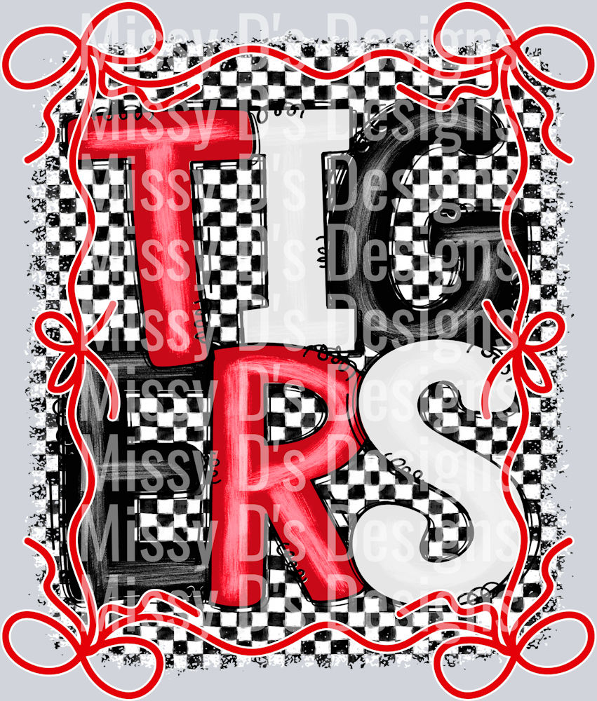 red white black bow tigers