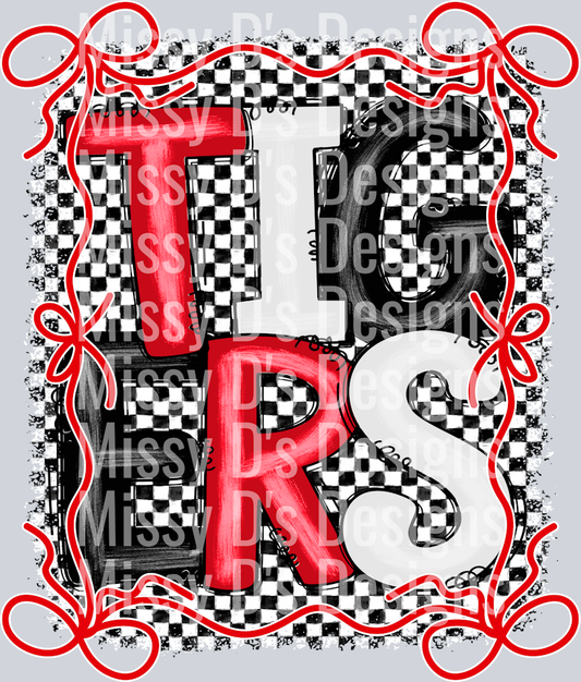 red white black bow tigers