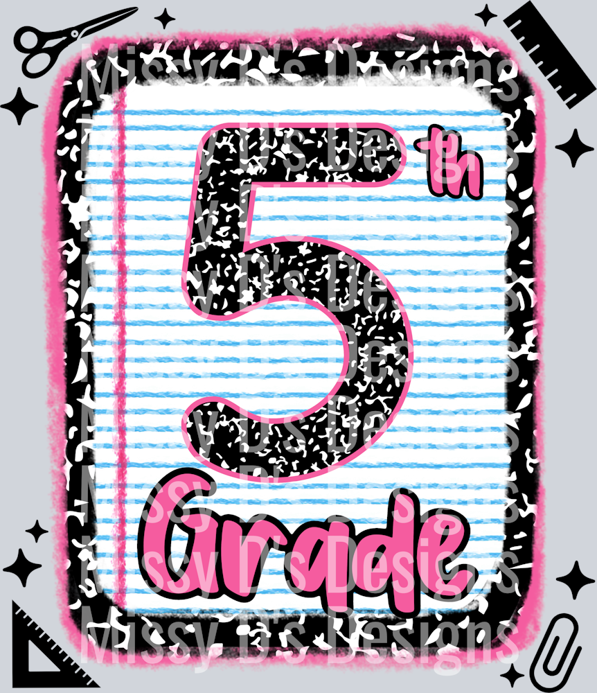 5th grade notebook paper pink