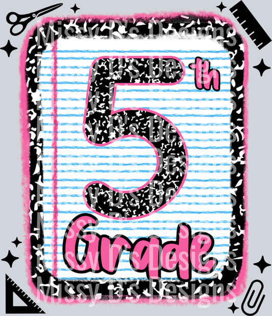 5th grade notebook paper pink