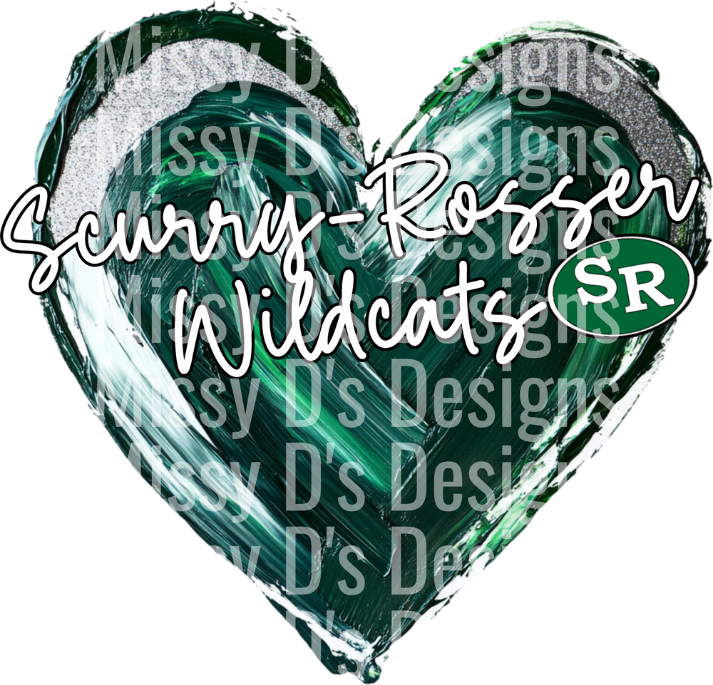 Scurry Razzer Wildcats SR Painted Green Heart