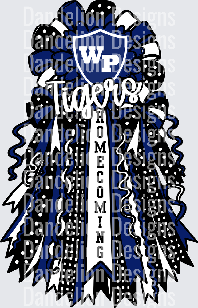 WP Tigers Homecoming Mum Navy Black White Ribbon