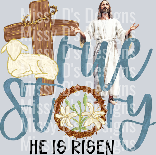 true story he is risen jesus easter cross