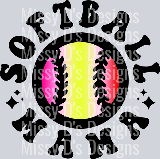 Color Softball Mama Pocket Design