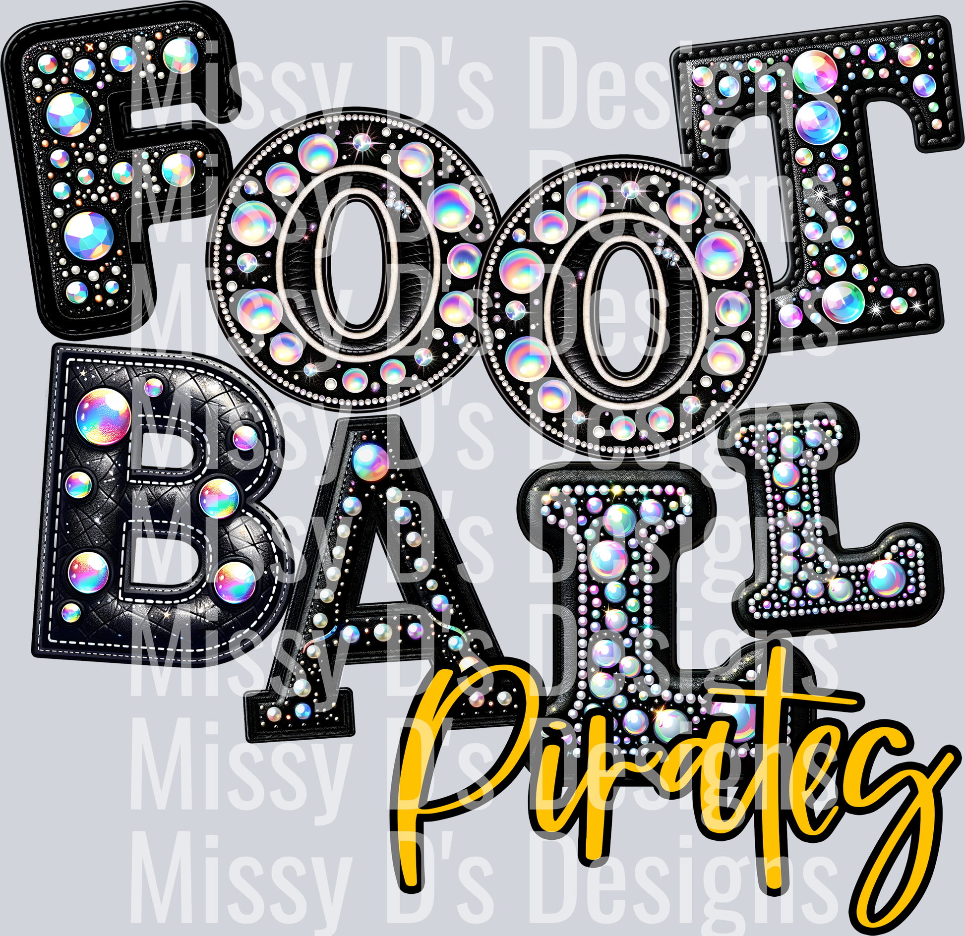 Leather Rhinestone Football Pirates Yellow