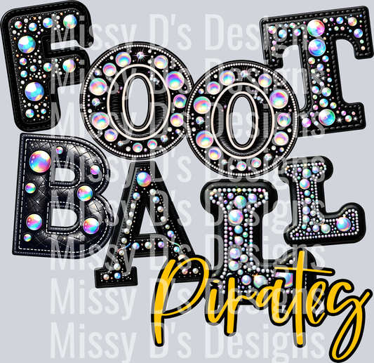 Leather Rhinestone Football Pirates Yellow