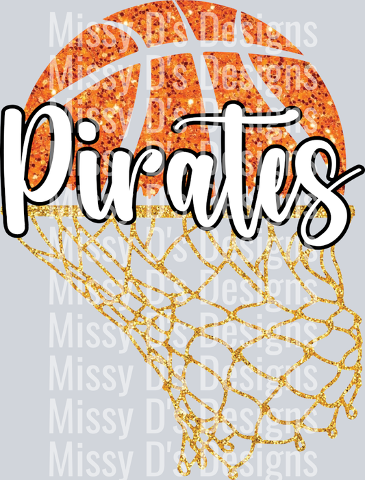 Basketball Net Faux Glitter Pirates White