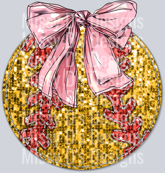softball pink bow