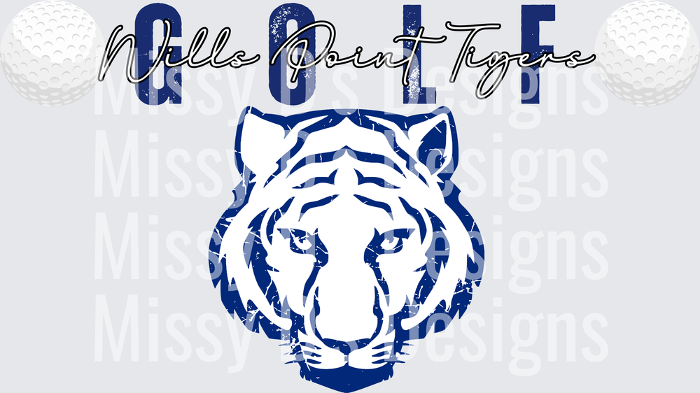 Wills Point Tigers Golf Navy Blue Tiger Mascot