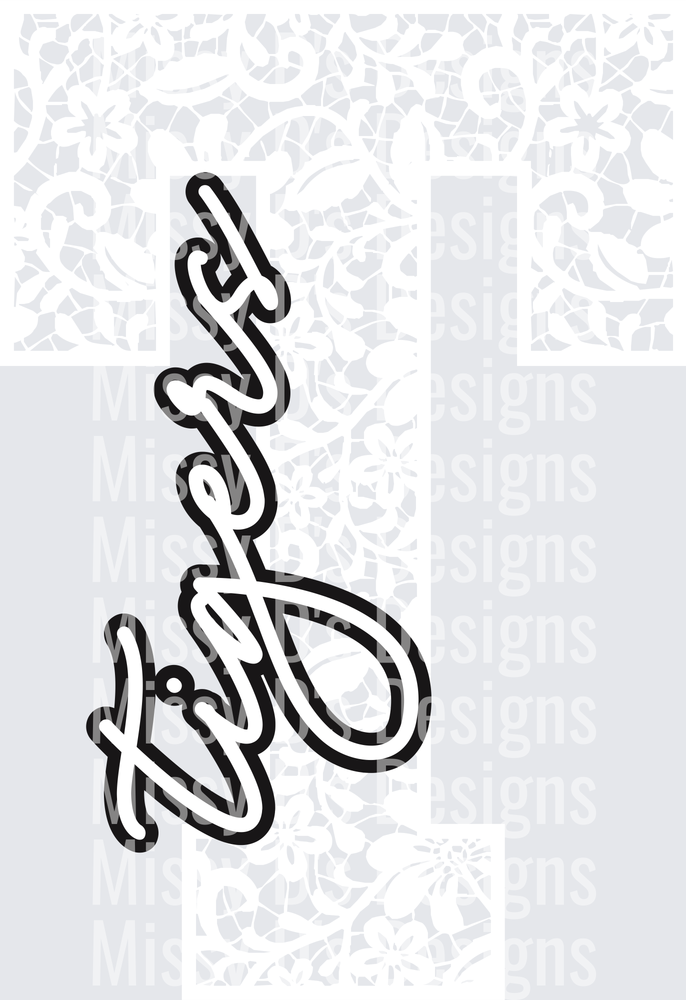 tigers Floral Lace Initial School Spirit Mascot