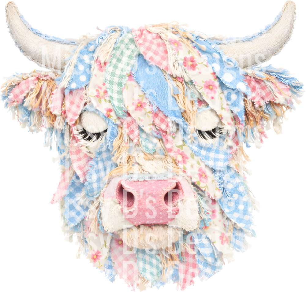 patchwork pastel highland cow