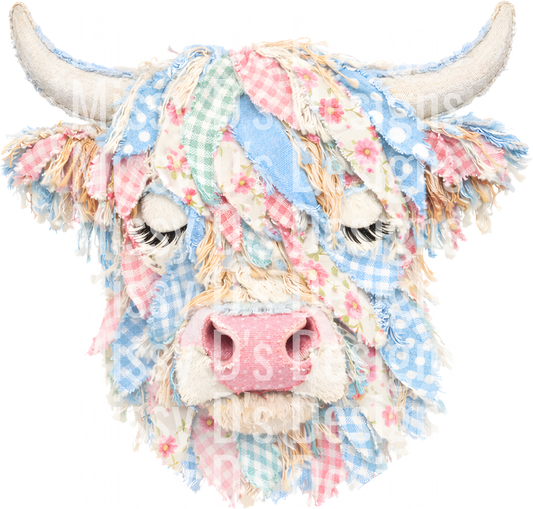 patchwork pastel highland cow