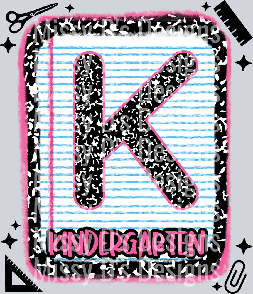 kindergarten grade notebook paper pink
