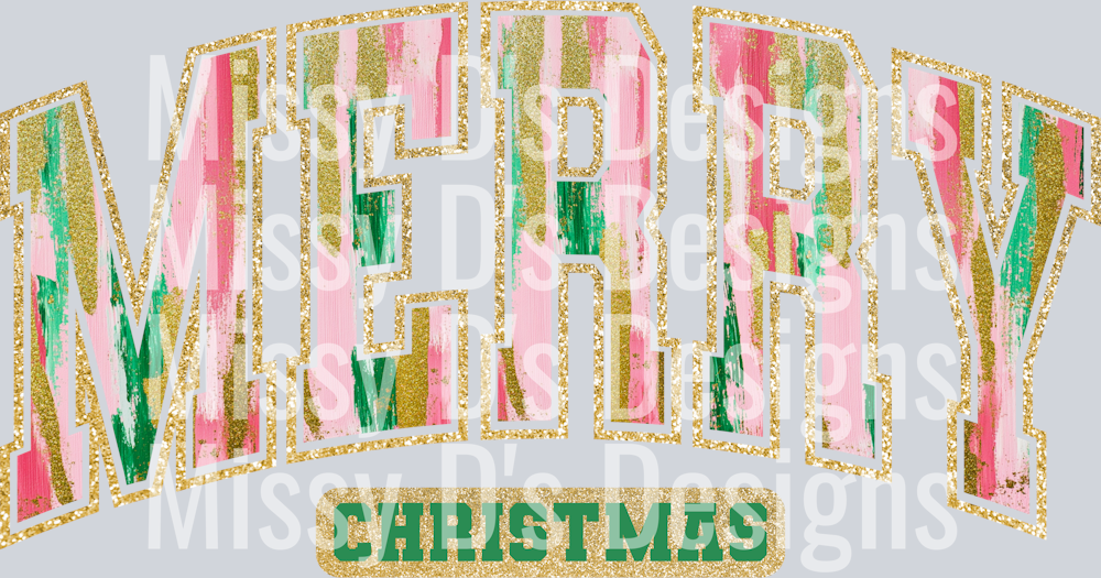 Merry Christmas Pink Green Gold Glitter300dpi